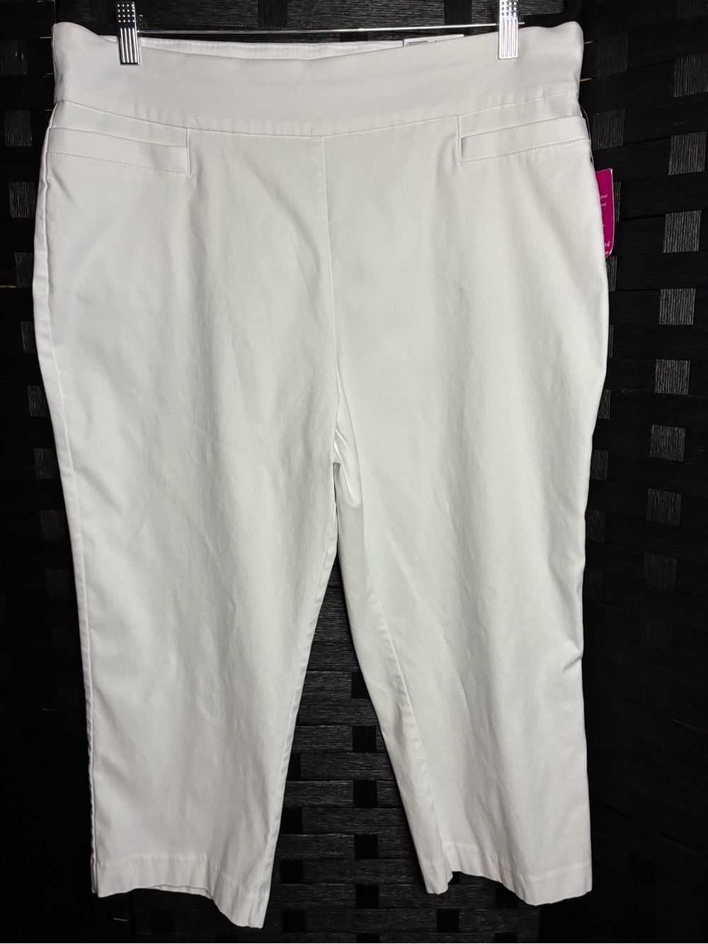 Kim Rogers Tummy Control White Cropped Pull-On Ankle Pants